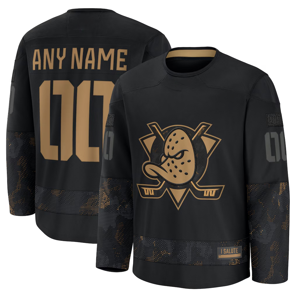 Mdoa Custom A.Ducks Black 2024 Military Appreciation Practice Jerseys