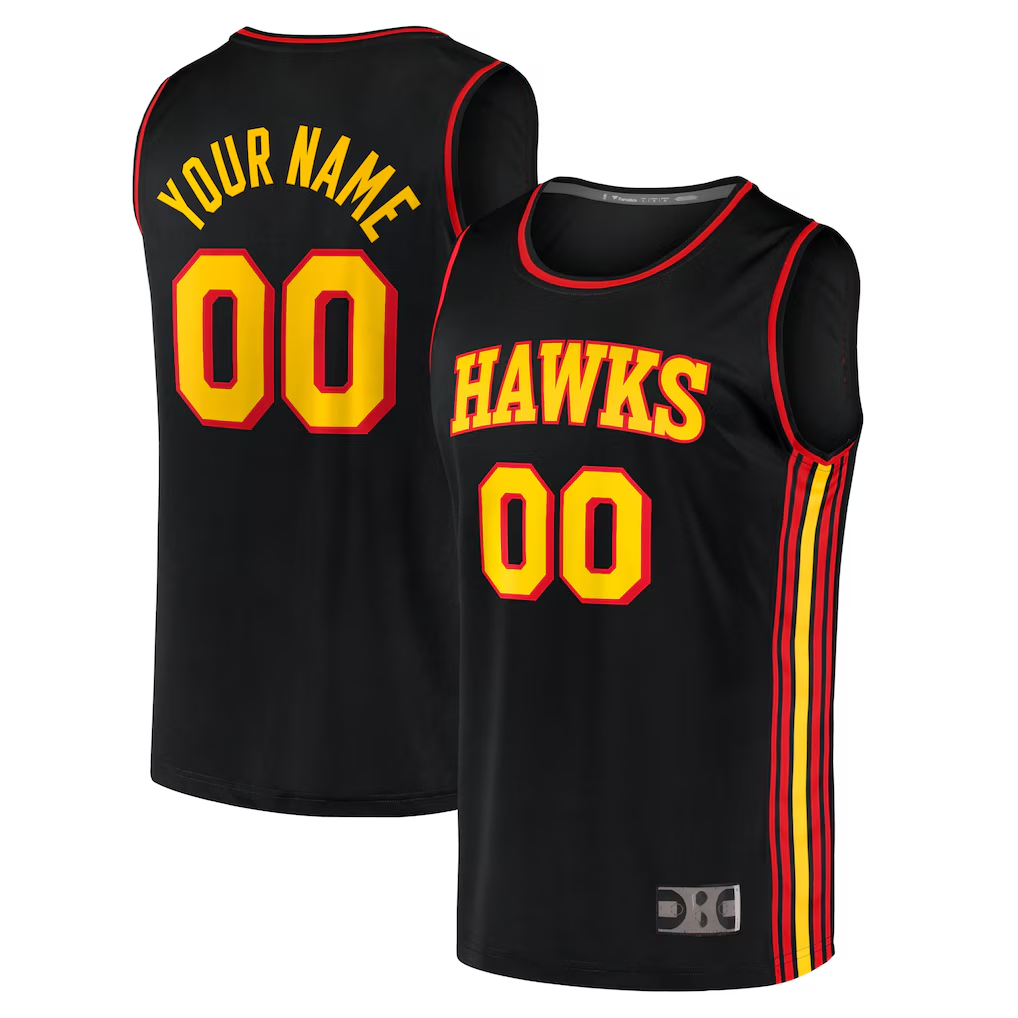 Mdoa Custom A.Hawks Black Fast Break Replica Jerseys - Statement Edition