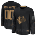 Mdoa Custom C.Blackhawks Black 2024 Military Appreciation Practice Jerseys