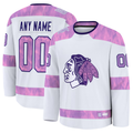 Mdoa Custom C.Blackhawks White 2024 Hockey Fights Cancer Practice Jerseys