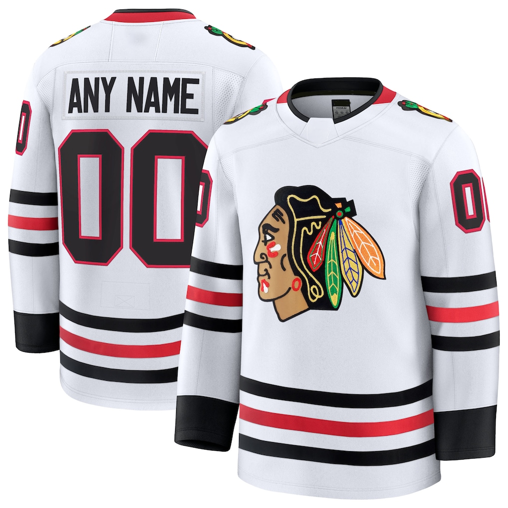 Mdoa Custom C.Blackhawks White Away Premium Jerseys