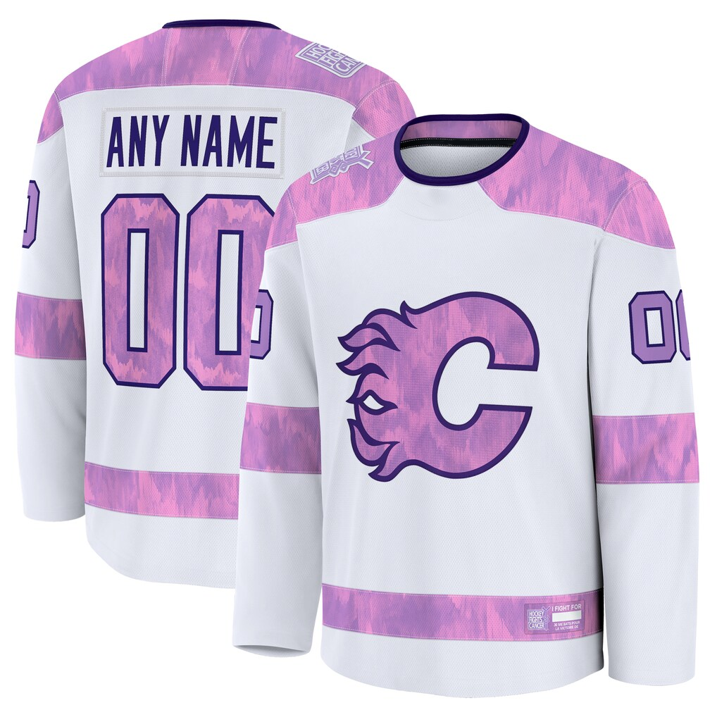 Mdoa Custom C.Flames White 2024 Hockey Fights Cancer Practice Jerseys