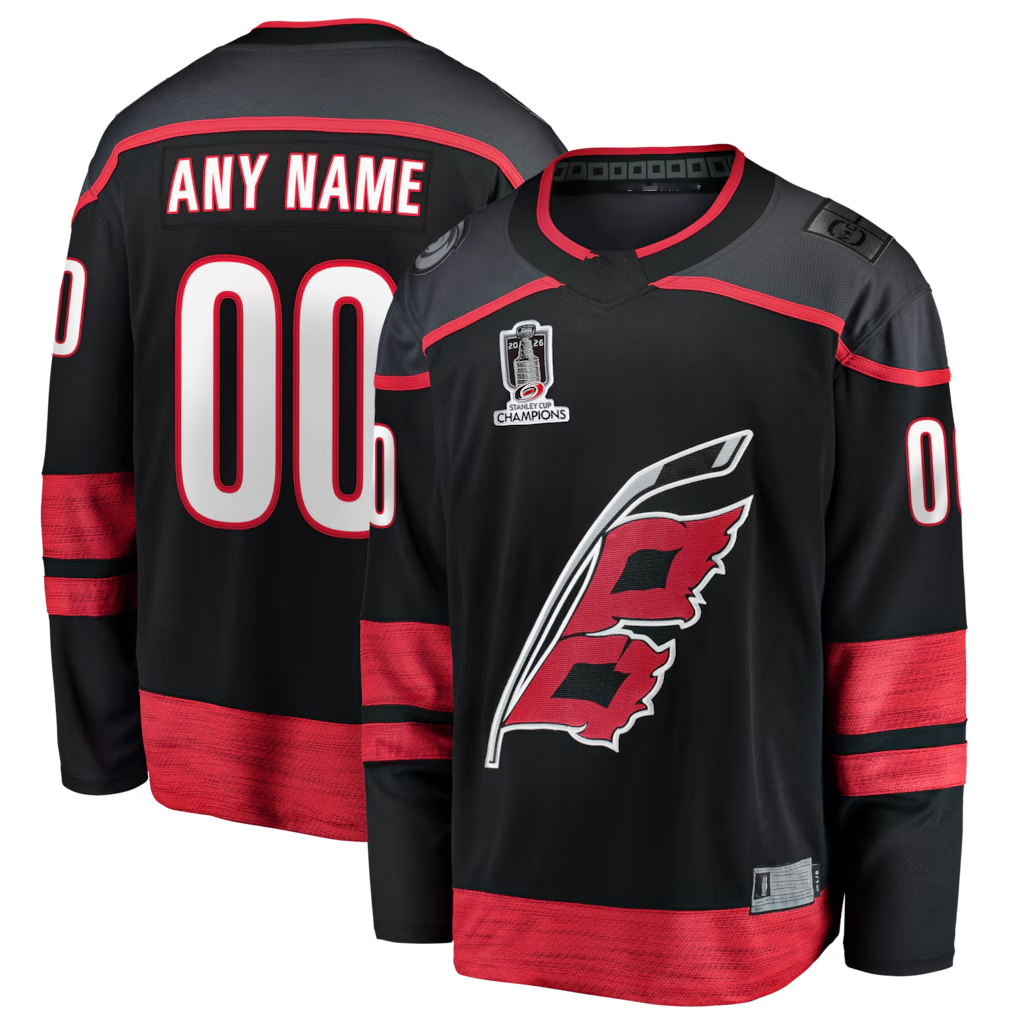 Mdoa Custom C.Hurricanes Black 2026 Stanley Cup Champions Home Breakaway Custom Stitched Jerseys