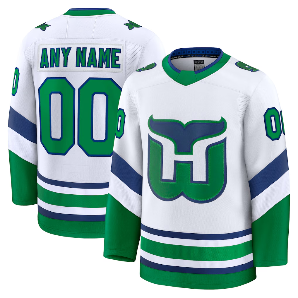 Mdoa Custom C.Hurricanes White Throwback Premium Stitched Jerseys