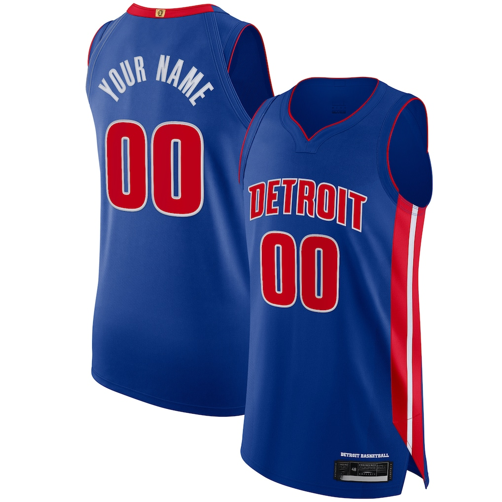 Mdoa Custom D.Pistons Blue Authentic Jerseys - Icon Edition