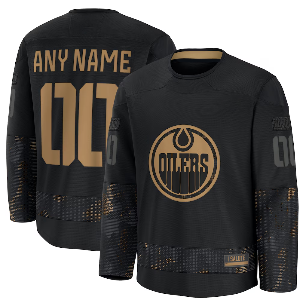 Mdoa Custom E.Oilers Black 2024 Military Appreciation Practice Jerseys
