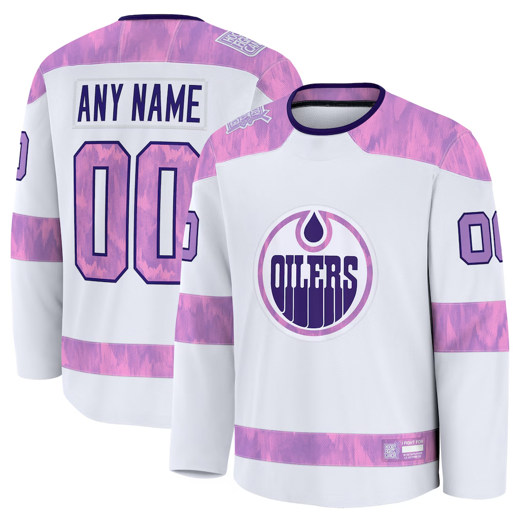 Mdoa Custom E.Oilers White 2024 Hockey Fights Cancer Practice Jerseys
