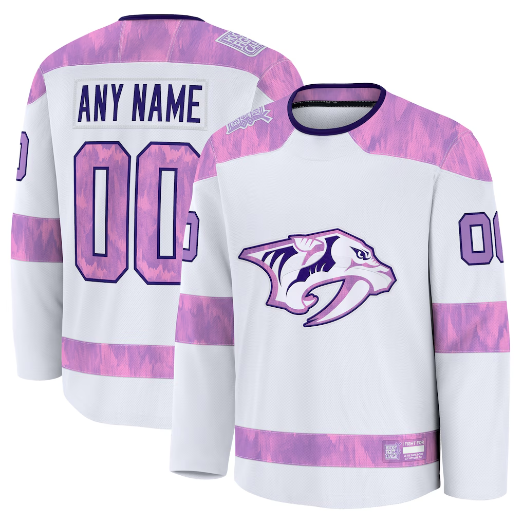 Mdoa Custom N.Predators White 2024 Hockey Fights Cancer Practice Jerseys