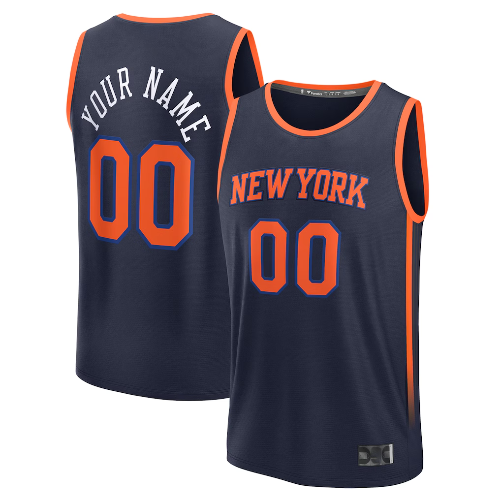 Mdoa Custom NY.Knicks Navy Fast Break Jerseys - Statement Edition