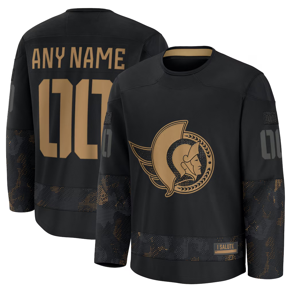 Mdoa Custom O.Senators Black 2024 Military Appreciation Practice Jerseys