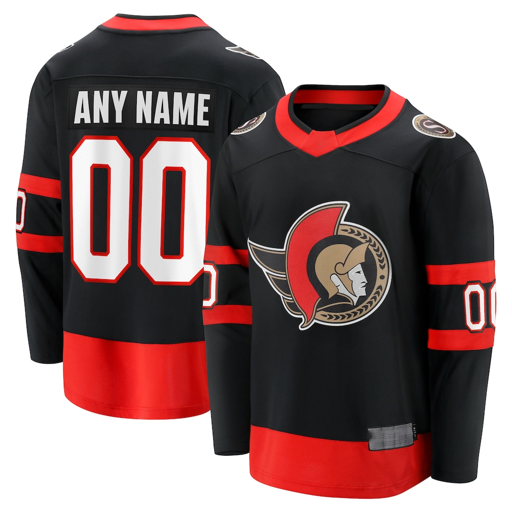 Mdoa Custom O.Senators Black Home Breakaway Jerseys