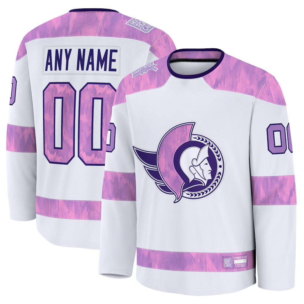 Mdoa Custom O.Senators White 2024 Hockey Fights Cancer Practice Jerseys