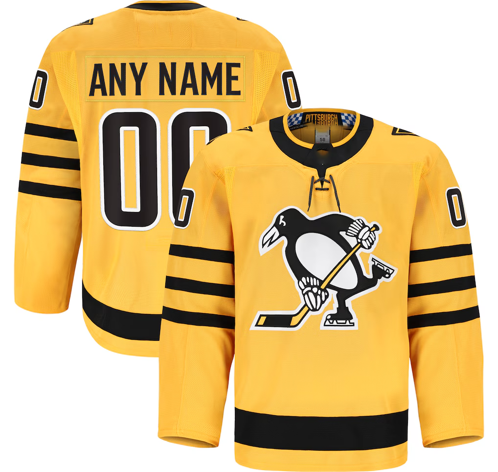 Mdoa Custom P.Penguins Gold Alternate Authentic Pro Jerseys
