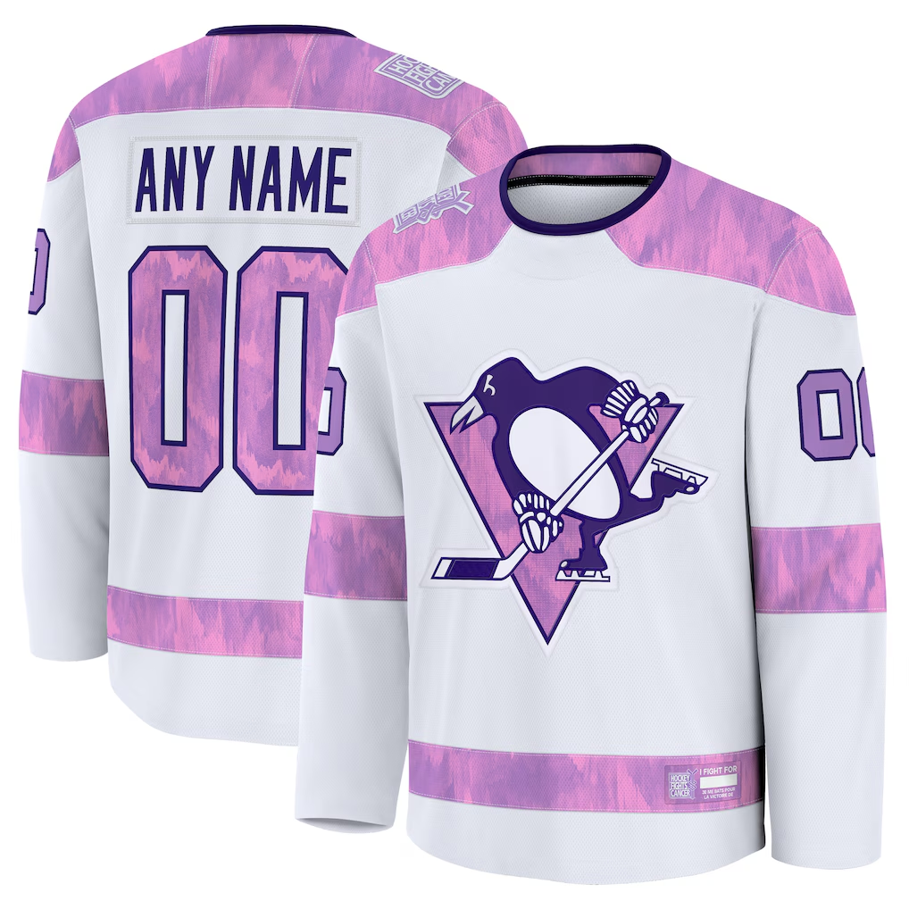 Mdoa Custom P.Penguins White 2024 Hockey Fights Cancer Jerseys