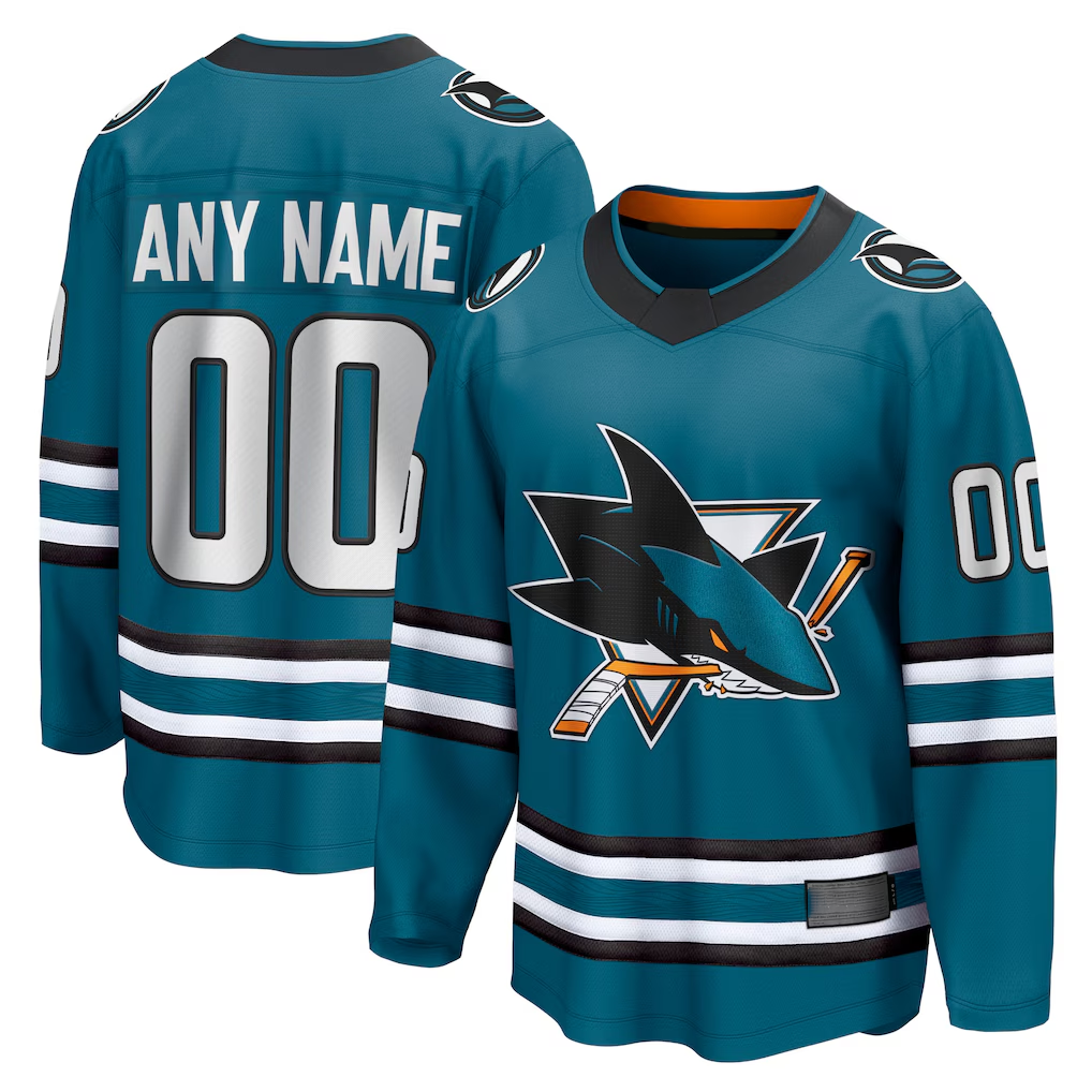 Mdoa Custom SJ.Sharks Teal Home Breakaway Jerseys