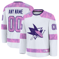 Mdoa Custom SJ.Sharks White 2024 Hockey Fights Cancer Practice Jerseys
