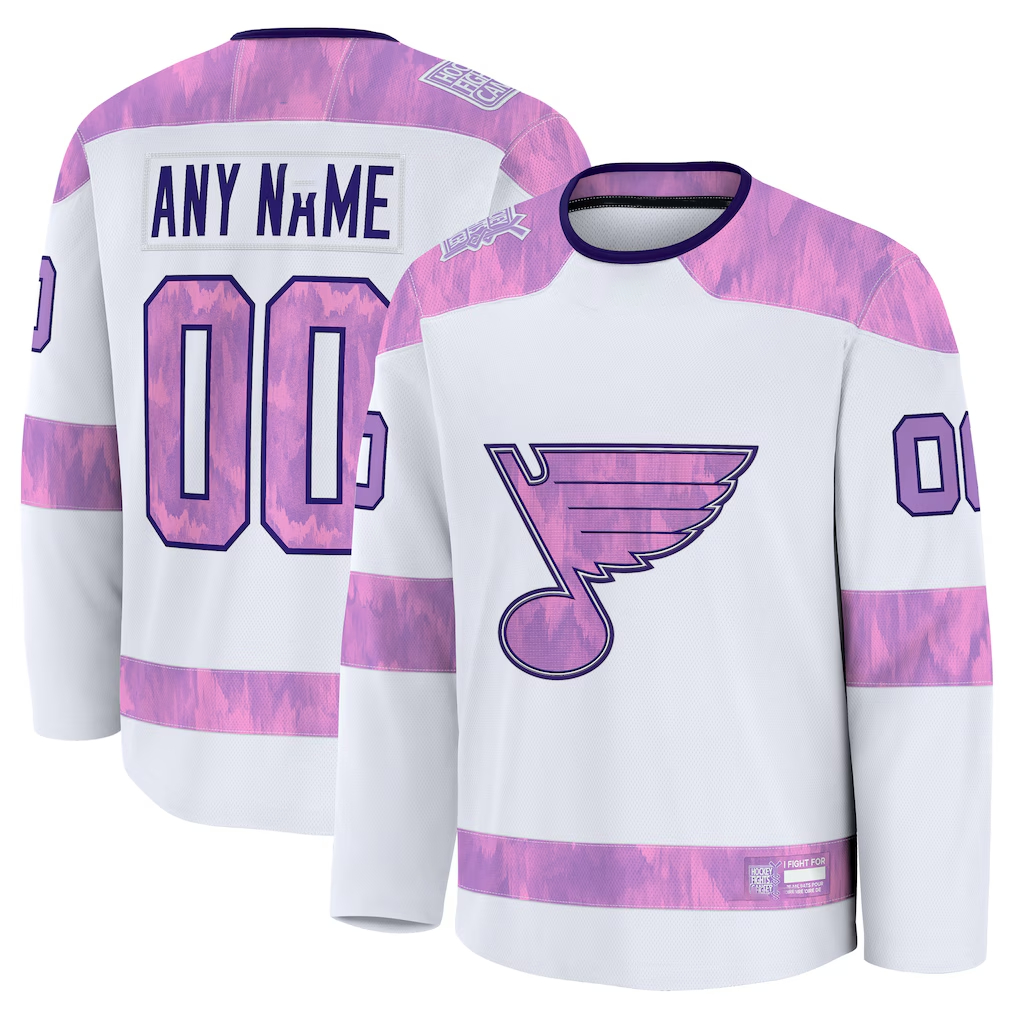 Mdoa Custom SL.Blues White 2024 Hockey Fights Cancer Practice Jerseys