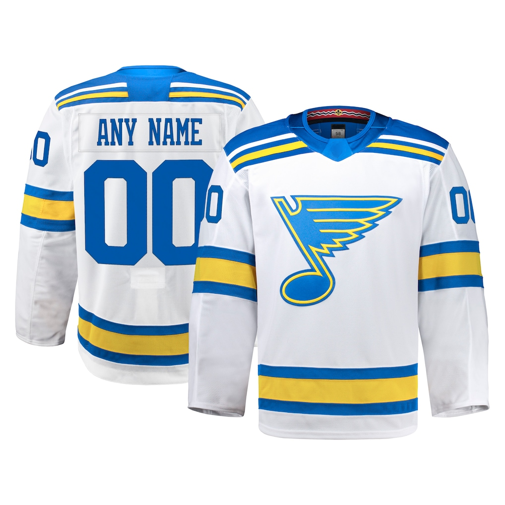 Mdoa Custom SL.Blues White Away Authentic Pro Jerseys