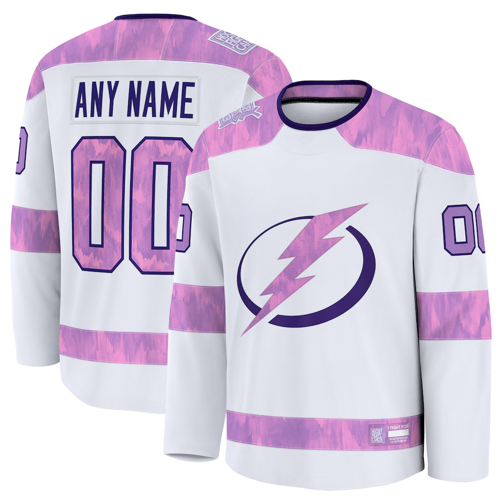 Mdoa Custom TB.Lightning White 2024 Hockey Fights Cancer Practice Jerseys