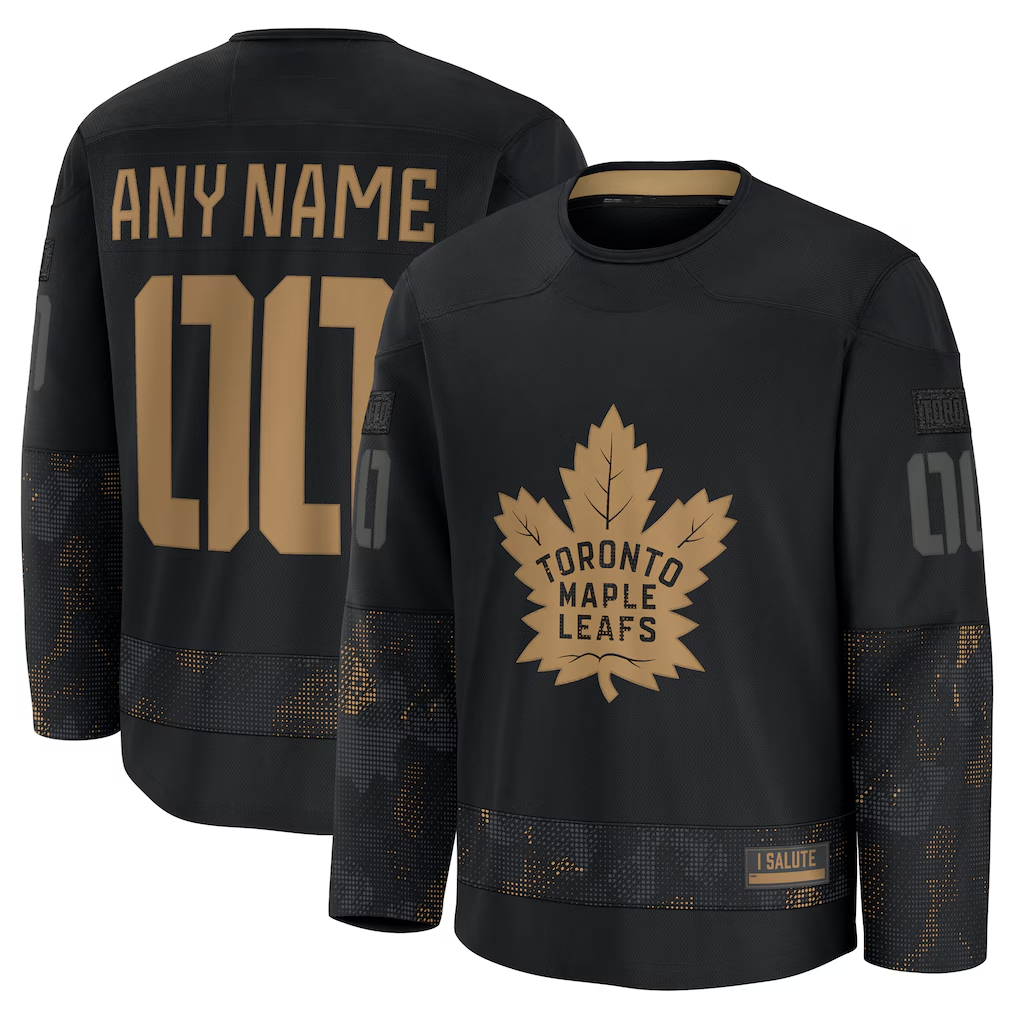 Mdoa Custom TM.Leafs Black 2024 Military Appreciation Practice Jerseys