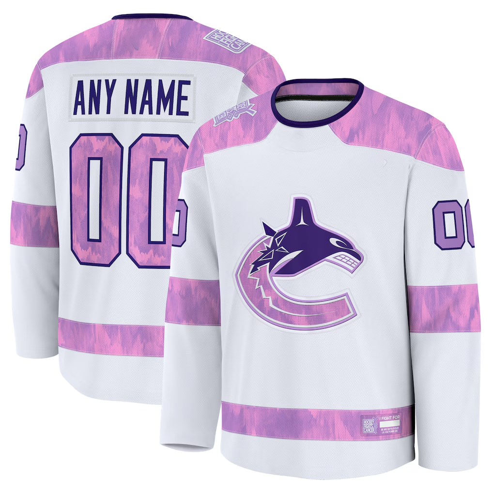 Mdoa Custom V.Canucks White 2024 Hockey Fights Cancer Practice Jerseys