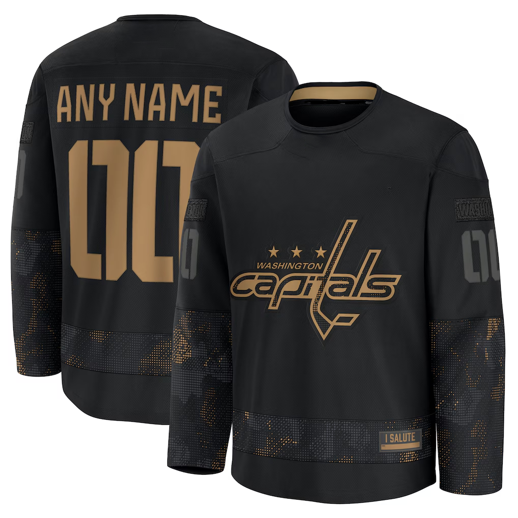 Mdoa Custom W.Capitals Black 2024 Military Appreciation Practice Jerseys