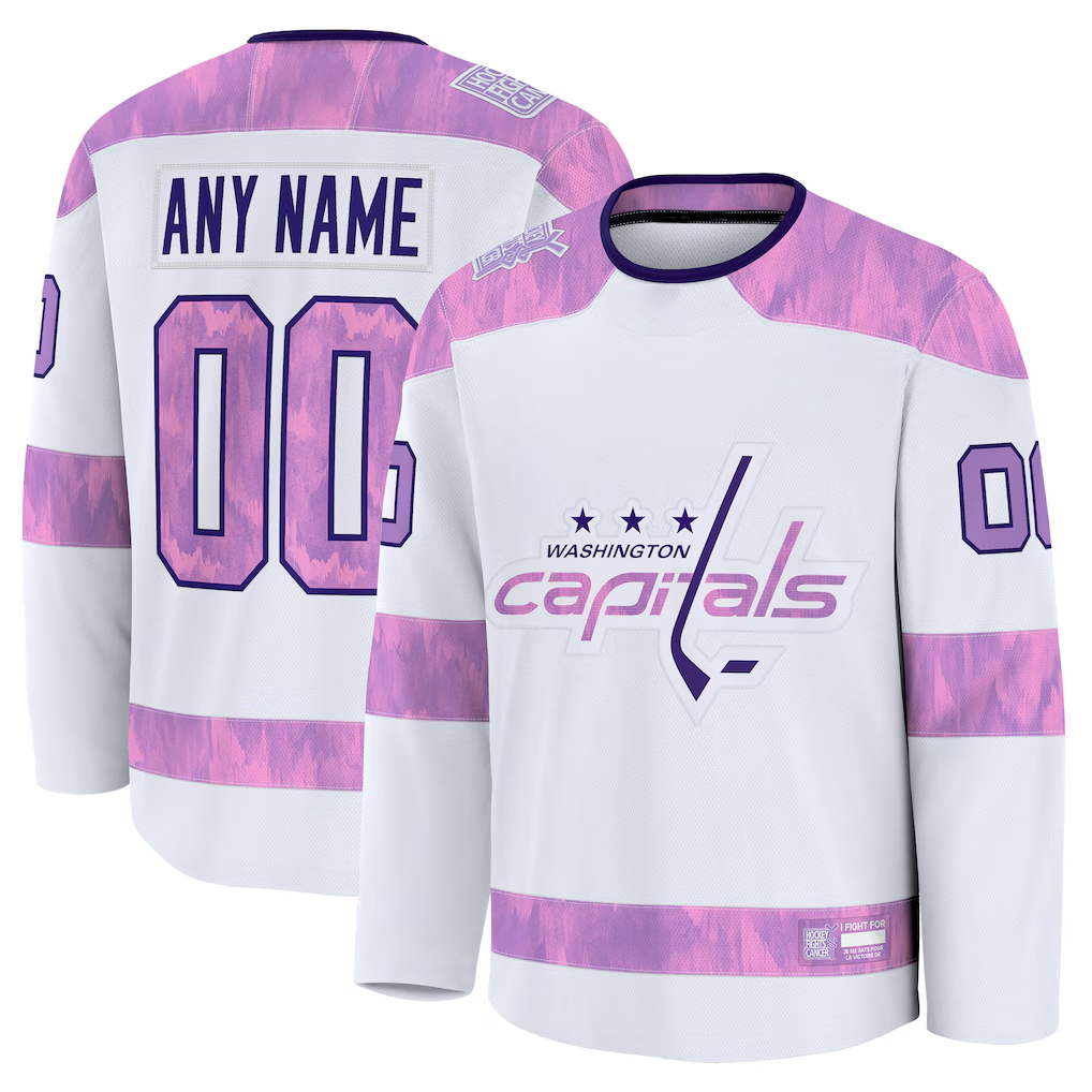 Mdoa Custom W.Capitals White 2024 Hockey Fights Cancer Practice Jerseys